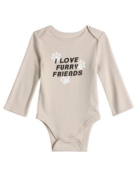 jumping beans Cream Long-Sleeve One-Piece with Paw Graphic 24 mo